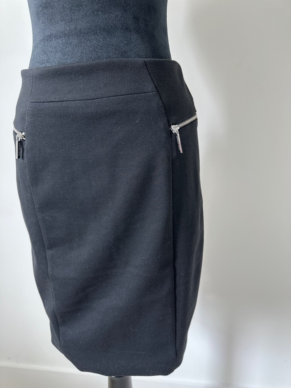 Michael Kors Black Pencil Skirt with Silver Zippers (missing tag - is size US M)